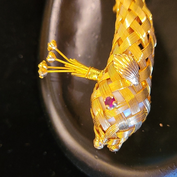 Woven Gold Whale Barrette Made in France - Picture 8 of 8